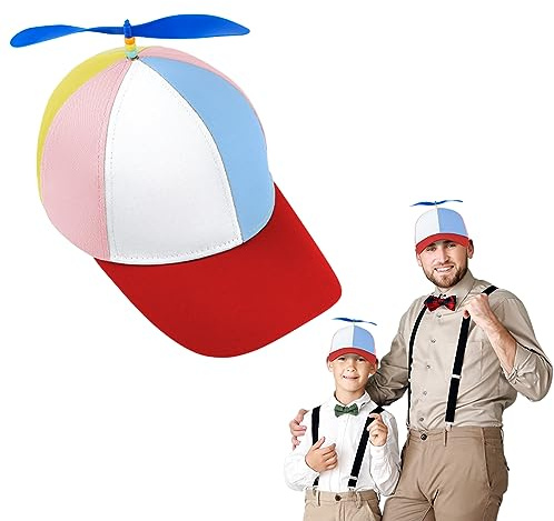 Aomig Propeller Mütze, Hubschraubermütze Propeller Cap für Erwachsene | Bunte Propellermütze, Hubschrauber-Kappe, Fischer Hut Party Hut für Erwachsene - Baumwolle(Rot Baseballkappe)