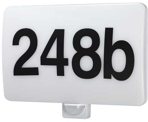 Maclean Lampada LED, numero civico, sensore crepuscolare e di movimento, dimmerabile, 20W, IP65, colore neutro (4000K), 1600lm, MCE466 W