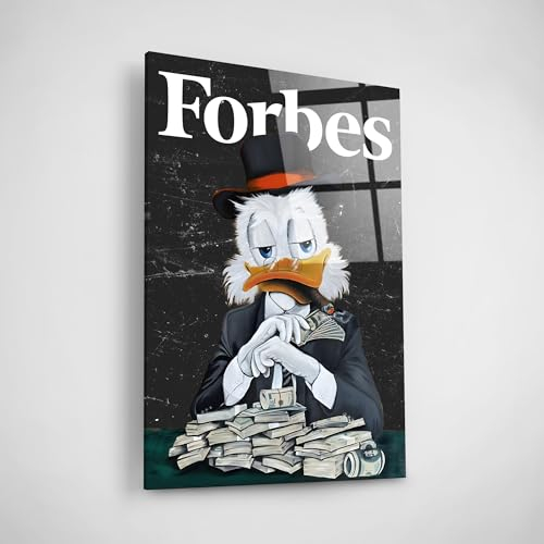 Art100 Acrylglasbild - Dagobert Duck 60x40cm Hochwertiger Kunstdruck, Leinwandbild | modernes Wandbild Forbes Duck Donald Duck | coole Wandbilder für das Wohnzimmer | Art Bilder