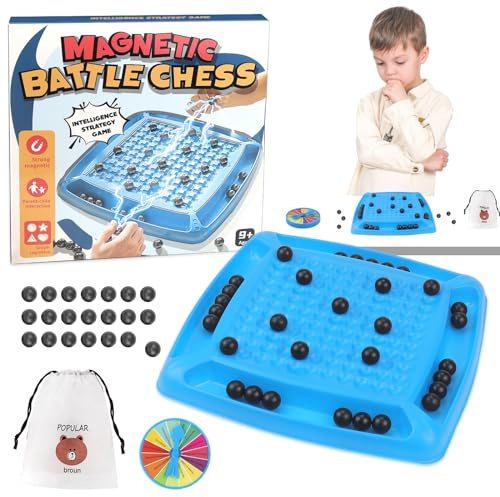 Schachbrett Magnetisch Schach Magnetisch Magnetisches Schachspiel MagneticChess Toy Reisen Schach Magnetisch, Puzzle Checkers Spiel, Tragbares Schachbrett-Party Für Familientreffen (Stil - B)