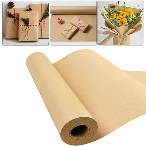 Packpapier Rolle，Kraftpapier Rolle，Kraftpapier Geschenkpapier, Optionen in Mehreren Größen Geschenkpapier Braun, Geschenkpapier Kraftpapier, Braunes Geschenkpapie (60cm*10m)