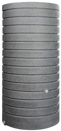 FLORANTIA Regentonne grau Regenwassertank Aversa 270 Liter aus UV- und witterungsbeständigem Material. Regenfass BZW. Regenwassertonne mit kindersicherem Deckel und Messinganschlüssen
