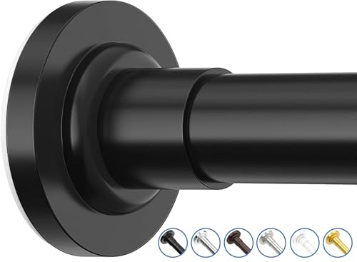 SUNALLY Shower Curtain Rod Adjustable 32-75 Inch, Spring Tension Shower Rods Stainless Steel Telescoping Curtain Rod for Bathroom or Windows, No Drilling, No Slip, No Rust, Black