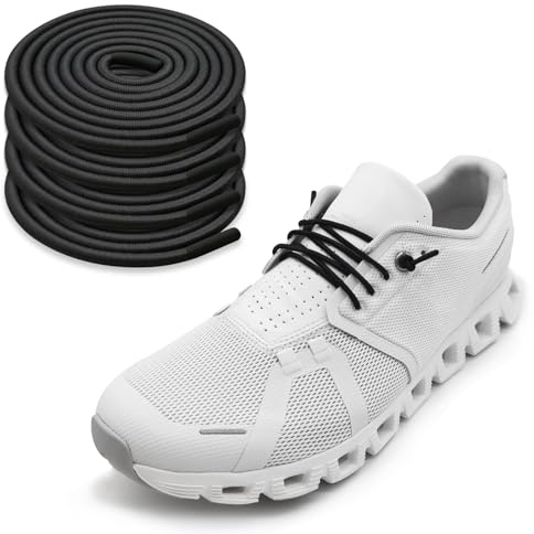 NDTEZUGT 2 Paare Elastische Dünne Schnürsenkel für On Cloud 5&6 Running Schuhe, 2.5mm Dehnbare Runde Ohne Binden Gummi Schuhbänder