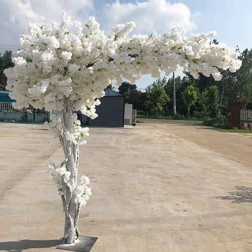 Qiang Künstlicher Kirschblütenbaum Lebensechte Blätter-Nachbildung Echtholzstiele Künstlicher Sakura-Baum Weinender Kirschbaum Perfekt Für Heimdekoration,White-2.5x2m/8.2x6.6ft