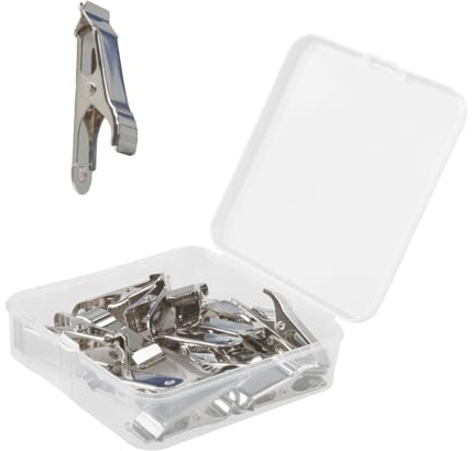 GroveEss 15 PCS Metal Spring Clamps,Mini Alligator Clips,Non-Slip Wide Crocodile Clamps Small for DIY Crafts Photo Clipping Clothes Curtain Paper Document Home Office School(Silver)