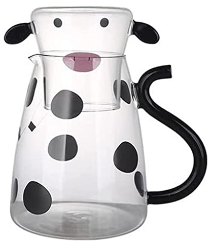 Bouilloire de Verre, Bouilloire de jus, Glass Cow Cold Kettle Set Transparent Water Carafe Cup Tea Pitcher Coffee Teapot Milk Jug