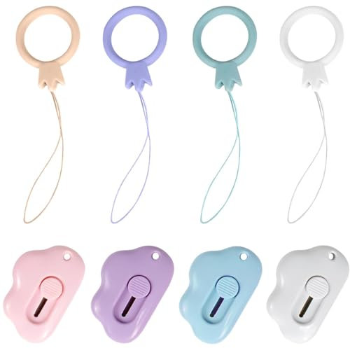 OT-NVWOZR 4 Mini coupe-boîte, coupe-papier portable, ouvre-lettres avec porte-clés, couteau de sécurité pour ouvrir les colis sous film rétractable, pour déballer les enveloppes et les colis postaux