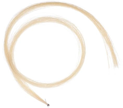 Naturbortenhaar für Geigenbögen, Mongolisch, Beige, Vorgeschürzt | Vorgebundenem und Versiegeltem Ende, Leicht Anzubringen, für Violine und Bratsche