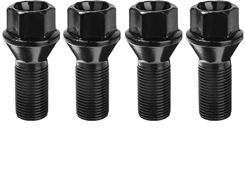 BEAUIY Radmuttern, Sicherungsradmuttern, 4 Stück, M14 x 1,25, schwarz, Stahl, Radmuttern, passend für BMW X3, X5, E70, E71, F20, F25, 36136781151, Zubehörteile
