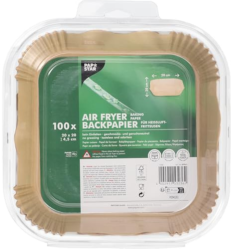 PAPSTAR, 100 Backpapiere 20 cm x 20 cm x 4,5 cm braun für Heißluftfritteusen