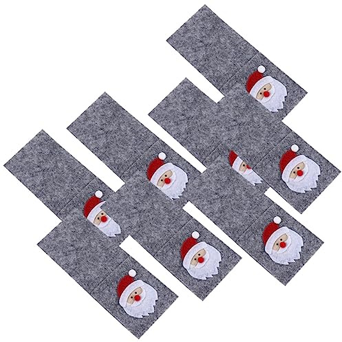 MAGICLULU 8pcs Xmas Elements Cutlery Bags Christmas Tabletop Decorations Felt Cloth Fork Covers Compact Size Storage Pouches Christmas Utensil Holder Bag Party Tableware Cover