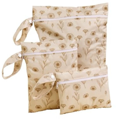 AOEGBY Windelbeutel Wetbag 3PCS Wasserdicht Nass Trocken Tasche Mode Drucke Set Tragbare Windel Tasche Sanitär Outdoor Reise Lagerung Tasche Nasstasche(Color-05)