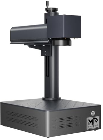 Monport 30W Faserlaser Graviermaschine, 10.000 mm/s Hochgeschwindigkeitsgravur, 2,5D-Metallgravur mit 0,01 mm Präzision, Kompatibel mit LightBurn & BSLcad, Desktop-Lasergravierer für alle Metalle Glas