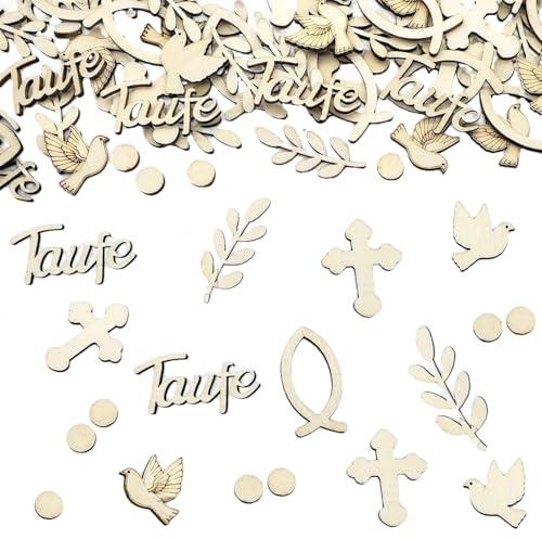 100 Stück Taufe Deko,Holz Tischdeko Taufe,Taufdeko Mädchen,Holzfische Deko,Streudeko Konfirmation,Servietten Firmung,Sehr Dekorative Taufe für Mädchen,Jungen und Kommunion,Babyduschen mit Fischmuster