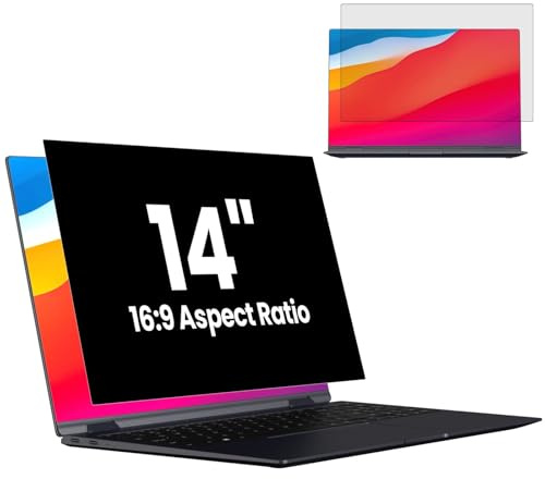 GUDTEKE Sichtschutzfolie Laptop 14 Zoll, Laptop-Bildschirm-Sichtschutz 16:9-Seitenverhältnis Abnehmbarer Sichtschutz Kompatibel mit Lenovo/HP/Dell Blaulicht-/UV-Blockierender Sichtschutzfilter