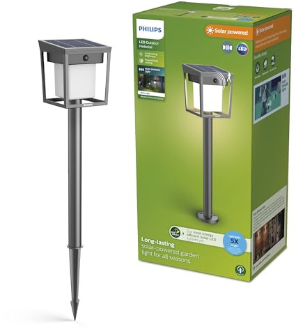 Philips Blaise UltraEfficient Outdoor Solar Pedestal Light, 3000K, 250/20lm, Anthracite