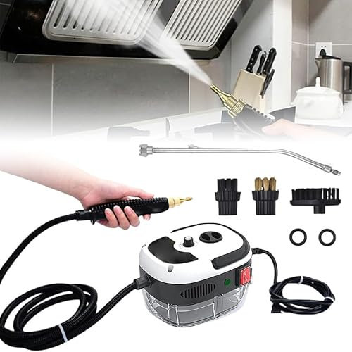 Nettoyeur à vapeur portable amélioré 2025, défroisseur vapeur portable amélioré pour nettoyage avec buse et brosses, 2500 W 105 °C haute pression - carrelage, fenêtre, cuisine, voiture (blanc