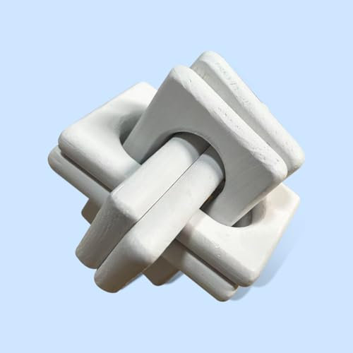 JOYWU Wood Knot Chain Link Decor,15cm 3 Link Wood Knot Decor,Single or Double Links Hand Carved Decorative Links Knots Accent for Coffee Table,Bookshelf,Entryway Desk,Tray (Double-white)