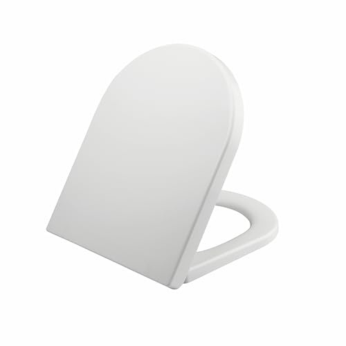 Ark future Premium Soft Close Toilet Seat with Quick Release Hinges – Modern D Shape, White, Heavy Duty Thermoplastic, Universal Fit