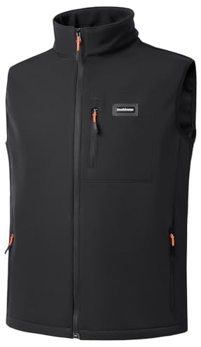 Voyagile Gilet da Uomo in Softshell Antivento Vest Cappotto Multitasche Senza Maniche Giacca Gilet Calda Con Cerniera