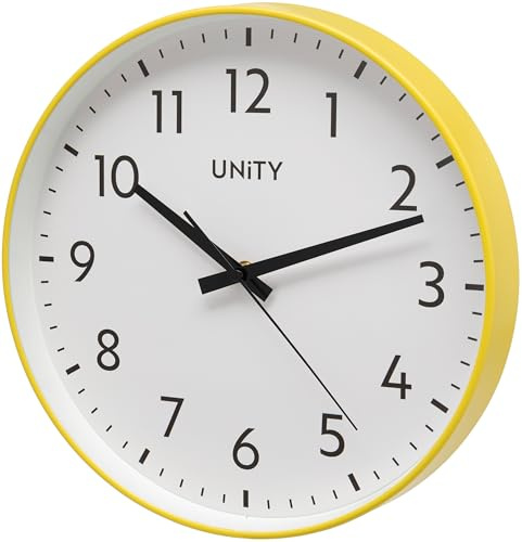 Unity väggklocka, Fradley, tyst svep, modern, gul, 30 cm/12 tum