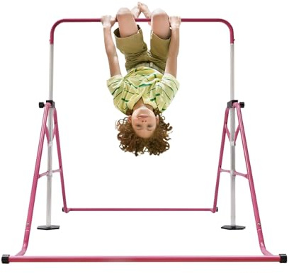 RUETERY Reckstange Kinder Verstellbar, Klappbare Turnstange Indoor mit 5 Verstellbare Höhen Reckstange Outdoor Gymnastik Turnreck für Kinder im Alter von 3-8 Jahren