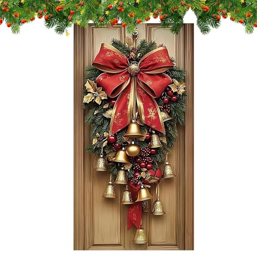 MFYOUPK Cubierta de Puerta de Navidad, 71 x 35.4 Pulgadas, Cubierta de Tela, Pancarta de Fondo Colgante, Pancarta de Puerta de Garaje, decoración de Puertas de Navidad para Interiores y