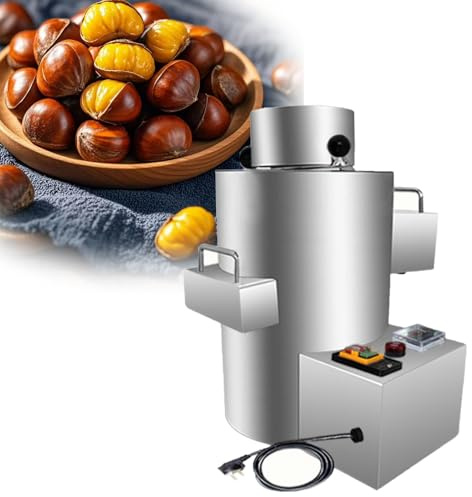 MINHUIJIHUI Pelador de castañas eléctrico Profesional, pelador automático de castañas, sin dañar Las castañas, 220 V y 8 Cuchillas, Temporizador y Timbre,Alta eficiencia y fácil