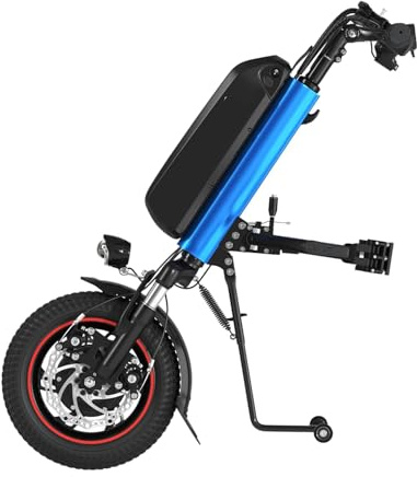 Rollstuhl zuggerät Elektrischer Handbike-Rollstuhlantrieb für die Umrüstung von manuellen auf elektrische Rollstühle,2 Seite Anschluss, geeignet für die meisten Rollstühle (Reichweite 55km) (Blau)