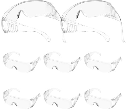 FIXOSHEE 8 Pièces Lot de Lunettes de Sécurité Transparentes Pc Légères Résistantes Aux Impacts Protection Oculaire Polyvalente pour Laboratoire Construction et Travaux