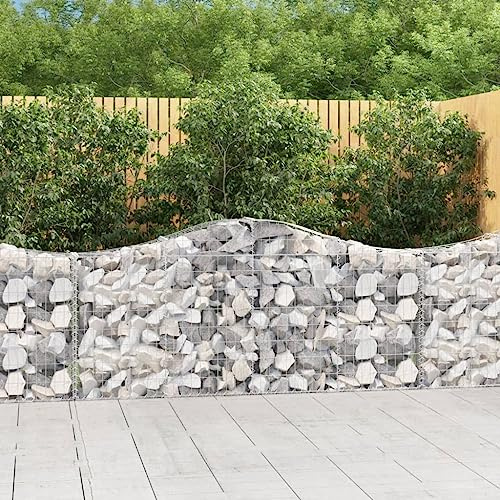 Mokuyary Gabbioni con arco alto, 11 pezzi, 200 x 30 x 80/100 cm, in ferro zincato, per paesaggio, giardino