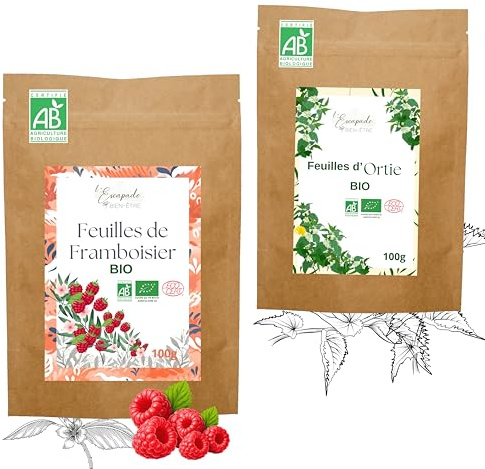 Pack Maternité Bio : Infusion Feuilles de Framboisier & Ortie - Idéal Préparation Accouchement, Allaitement et Post-Partum - Tisane Bien-être Maman & Reminéralisante