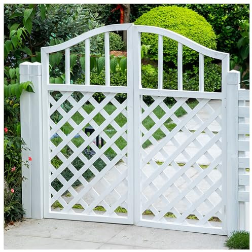 Outdoor Garden Gates, Solid Wood Picket Fence Gate Wood Fence Partition Door for Patio, Lawn, Deck, Entryway, Vegetable Garden Customizable Size(White,162x120 cm)