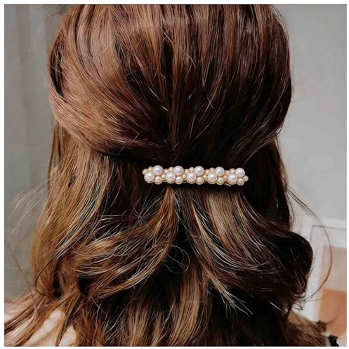 Aneneiceera Vintage Perlen Haarspange Hochzeit Perlen Haarspange Französisch Perlen Haare Clip Perlen Hochzeit Braut Haare Zubehör Für Frauen Kopfschmuck (Stil A)