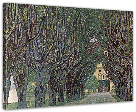 Bilderdepot24 Bild auf Leinwand | Gustav Klimt - Weg im Park von Schloss Kammer in 80x60 cm als Wandbild | Wand-deko Dekoration Wohnung alte Meister | NEU-180206-80x60-wip
