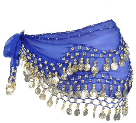 Belly Dance Cinturón de Cadena de Cintura, Pañuelo Profesional para Cadera, Cinturón de Danza del Vientre para Niñas, Actuación Escénica, Actuación de Cumpleaños, Actuación de Fiesta (Azul joya)