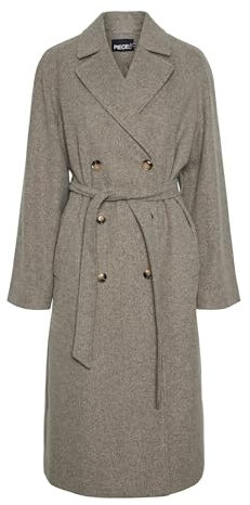 PIECES Damer Pcmarbel Long Coat Noos lång kappa, Morel, M