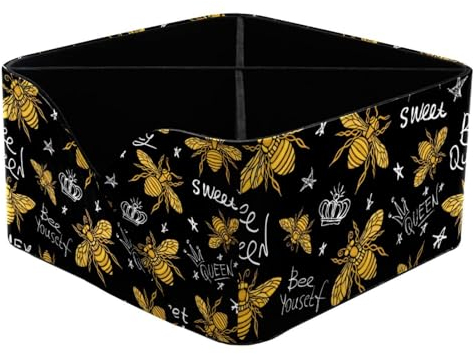 VAPOKF Golden Bee and Crown Schreibtisch-Organizer mit 4 Fächern, Stiftehalter, Stifteköcher, Aufbewahrungsbehälter für Schreibtisch, Schreibtisch-Aufbewahrung, Schreibwaren-Zubehör für Home Office