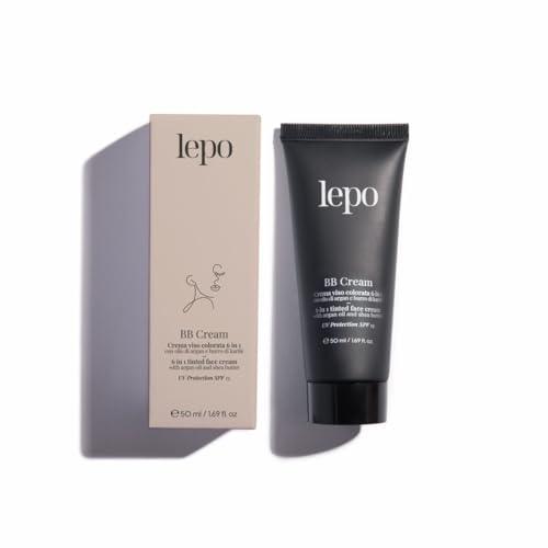 LEPO | BB Cream 6 in 1 Viso Colorata - Tonalità 02 Medio Scuro con Olio di Argan e Burro di Karitè: Idratazione e Perfezione per una Pelle radiosa