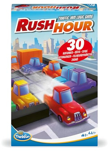 ThinkFun - 76642 - Gioco regalo Rush Hour - Il famoso gioco di logica in formato compatto come gioco di viaggio per bambini e adulti dagli 8 anni in su