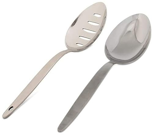 BNAZIND Gray Kunz Spoon Set | 18/10 Stainless Steel Plating | 9 Inch Basting Spoon | Pack of 2