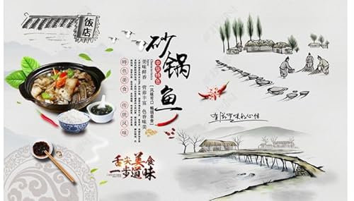 Pared de fondo de pescado a la cazuela-200Cm×140Cm