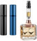 Vinuwu Refillable Perfume Atomiser 2 Pack 5ml, Mini Travel Aftershave Dispenser, Small Perfume Spray Bottle, Pocket Size Bottom Filling Perfume Dispenser for Women and Men (Black+Blue)