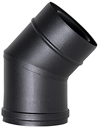 Courbe 45 conduit de cheminée tube coaxial noir D. 80/125 CE en acier 316 pour poêle à granulés Made in Italy UNI 1856/2