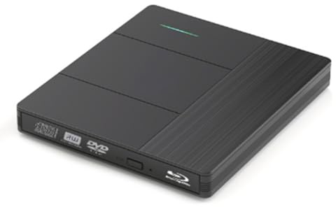 Uxsjakjsd Unidad Externa de BLU-Ray 7 en 1, Compatible con Discos R/W, Reproductor de DVD y CD, Grabadora Portátil USB 3.0 con Ranura para Tarjeta SD/TF.