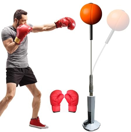 Höhenverstellbarer Boxball mit Ständer und Handschuhen für Boxtraining und Stressabbau