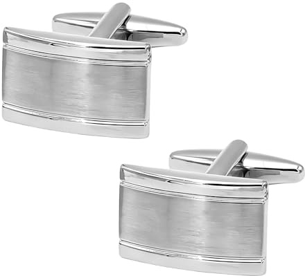Boutons de manchette rectangulaires pour homme, argentés, 1 paire de boutons de manchette en laiton et acier inoxydable, compatibles avec costume, mariage, cadeau d'affaires, classique, élégant