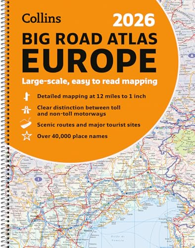 Collins Big Road Atlas Europe 2026 (A3 Spiral): Clear, easy-to-read mapping