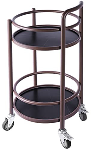 Servierwagen Mit Rollen KTV Klassische Einfache Runde Barwagen, Hotel-Double-Layer-Handy Edelstahl Weinwagen, Teewagen